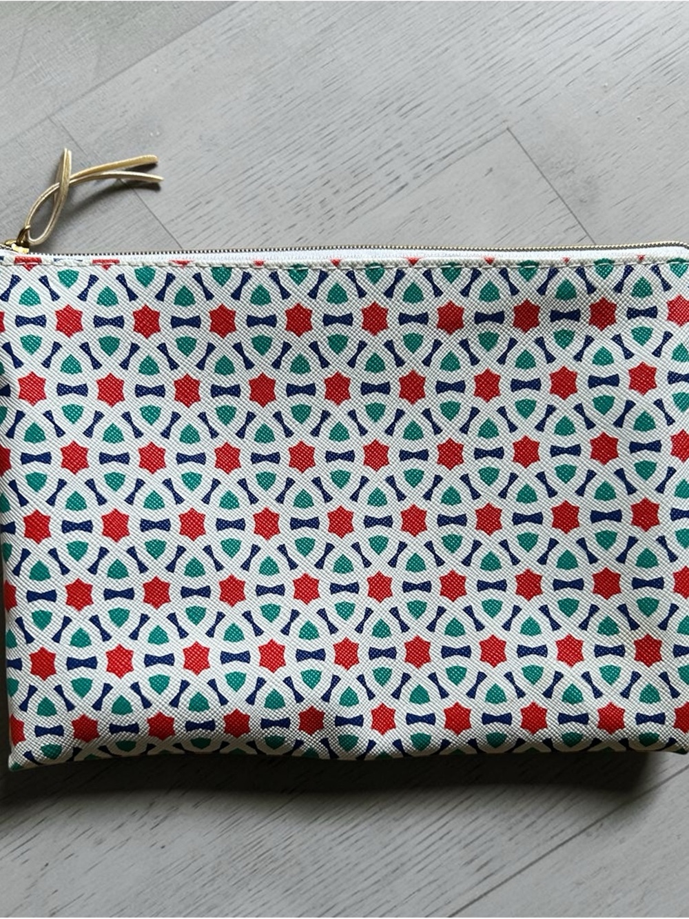 Turkish Airlines Patterned Zip Pouch Clutch in Red, Blue & Green